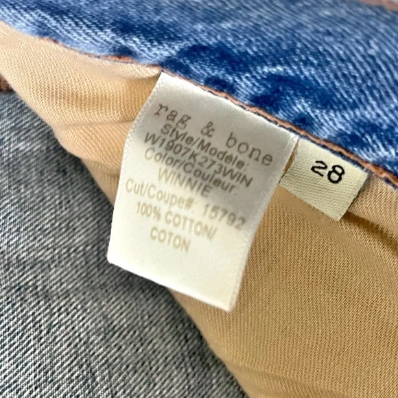 Rag & Bone Winnie Cut Off Jean Shorts Size 28